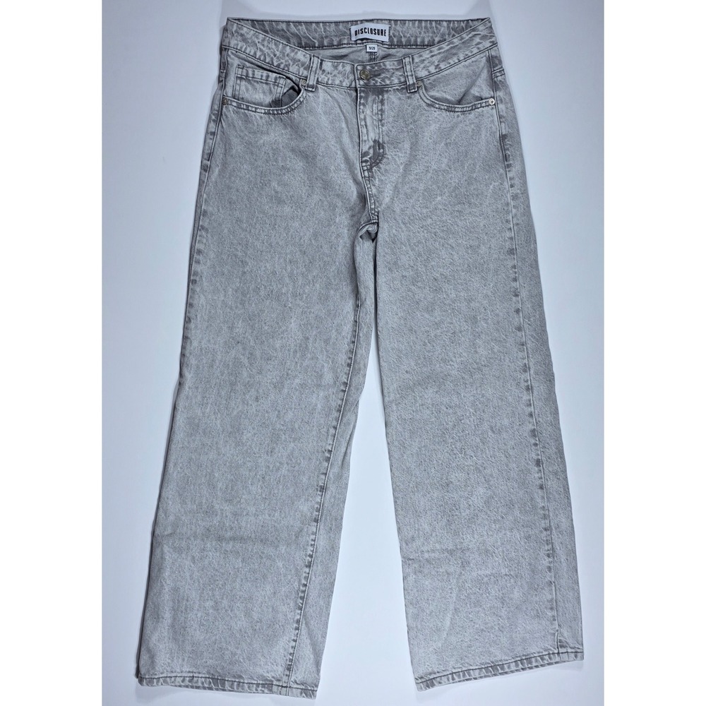 Disclosure Womens Wide Leg Jeans Gray Acid Wash High Rise Denim Size 9/29